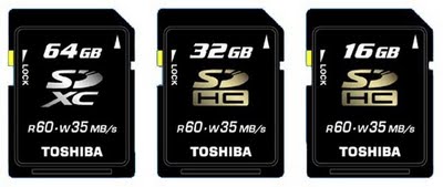 Toshiba SDXC 64 Gb and SDHC cards